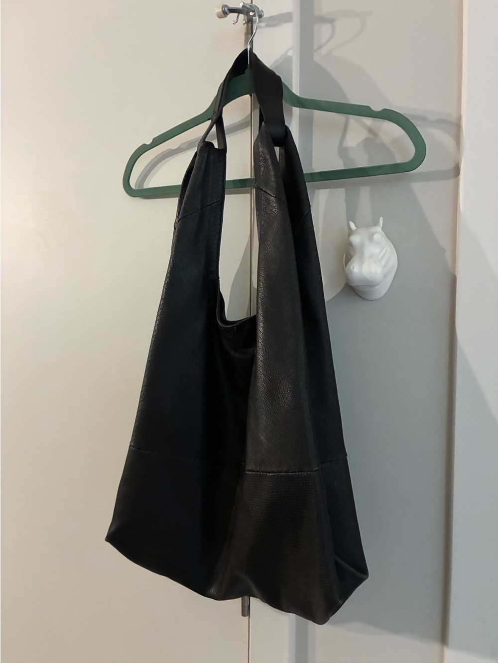 Splendid black perforated leather hobo shoulder bag